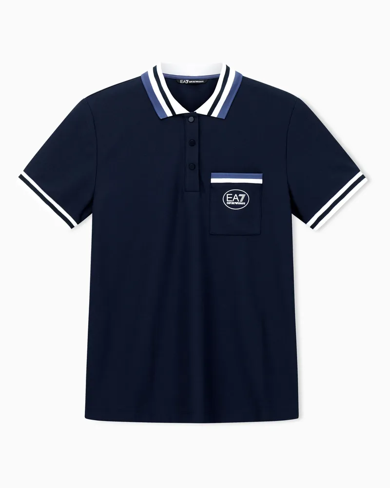 EA7 Golf Pro Polo-Shirt mit kurzen Ärmeln, gefertigt aus technischem Gewebe VENTUS7 Marineblau