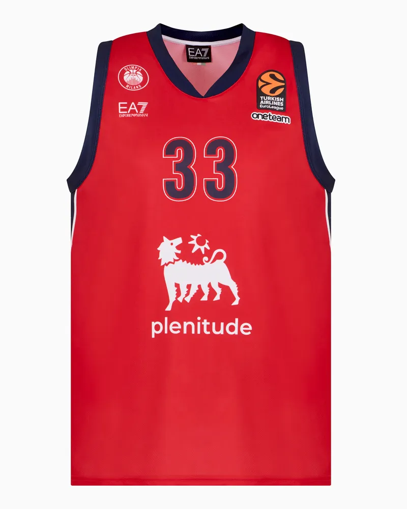 EA7 Replika-Trikot der Olimpia Milano Euroleague 24/25 Rot