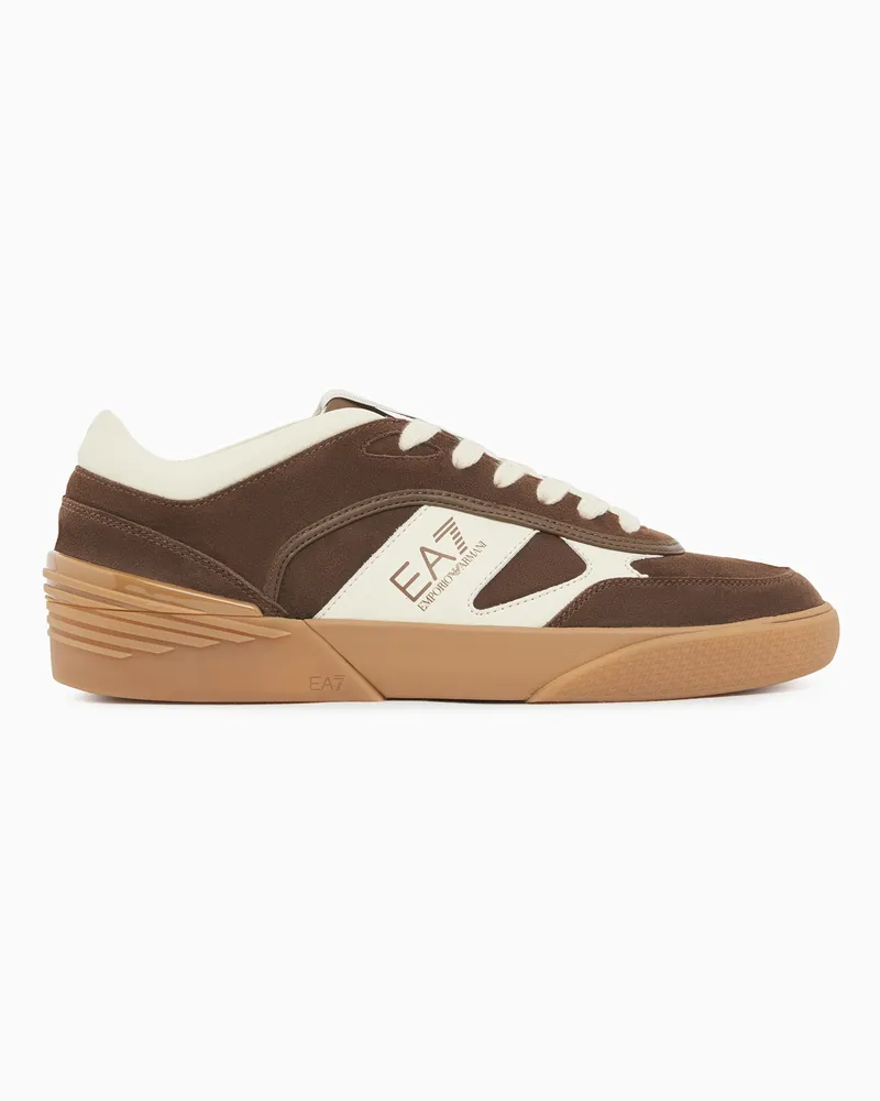 EA7 OTG Pride Velo Sneaker aus Veloursleder mit Lederdetails Braun
