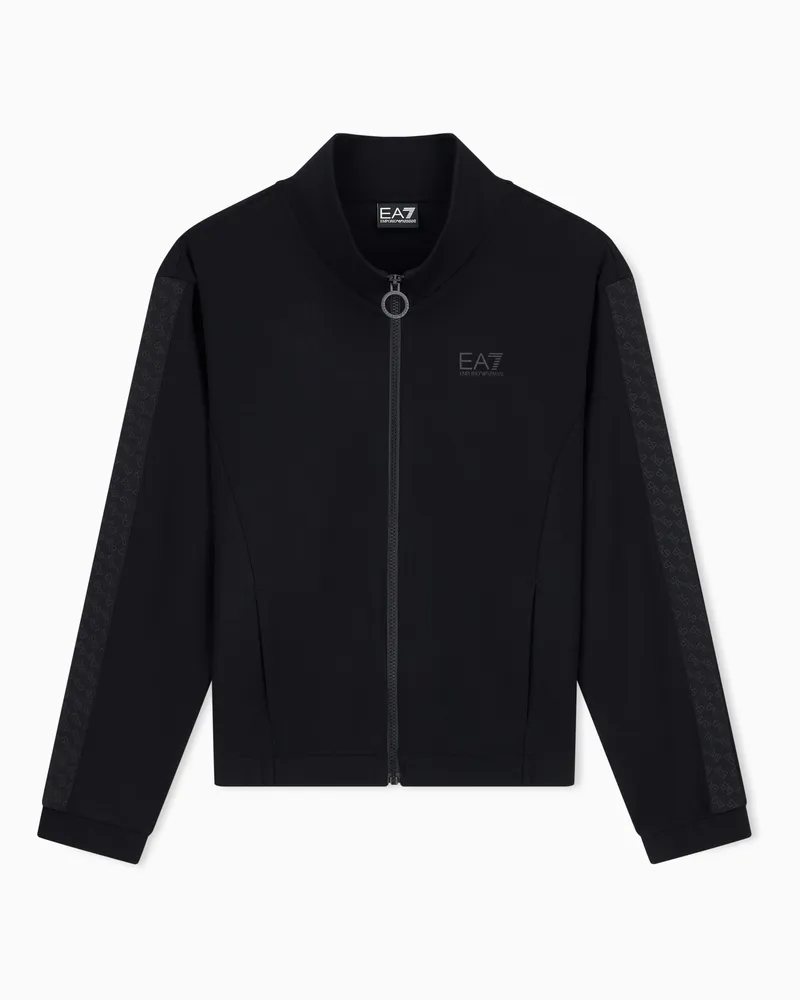 EA7 Sweatshirt Logo Series im Regular Fit in Jersey Schwarz