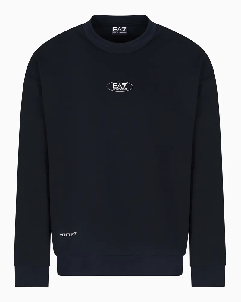 EA7 Armani Blue Sport Sweatshirt mit Rundhalsausschnitt aus „Natural VENTUS7“-Funktionsgewebe Marineblau