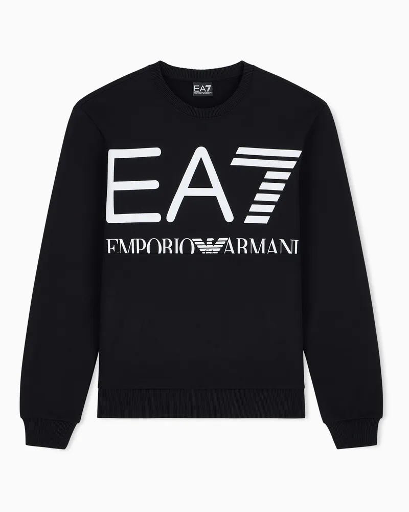 EA7 Sweatshirt Logo Series im Regular Fit aus Baumwolljersey Schwarz