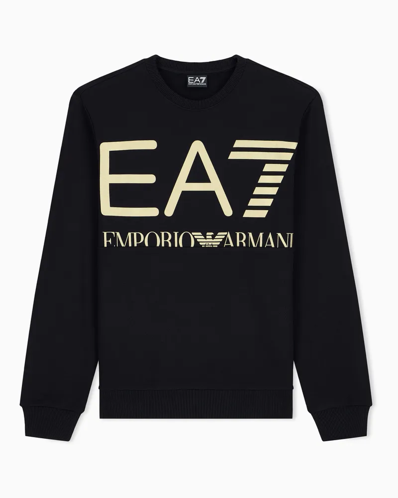 EA7 Sweatshirt Logo Series im Regular Fit aus Baumwolljersey Schwarz