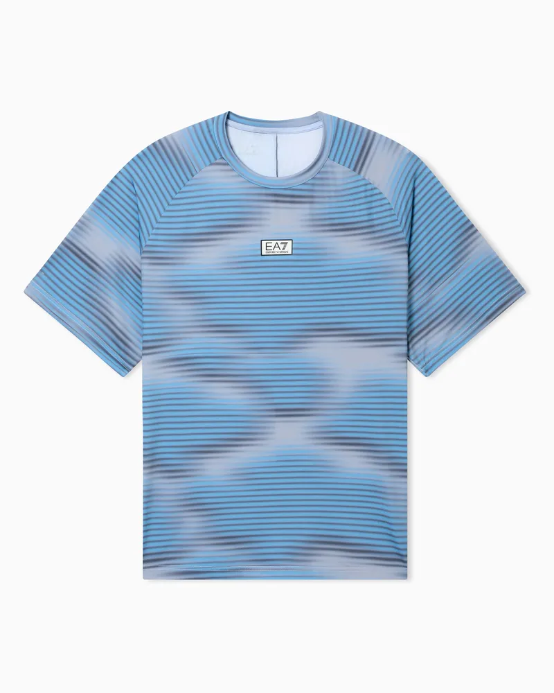 EA7 Dynamic Athlete T-Shirt mit Print aus VENTUS7-Funktionsgewebe Hellblau