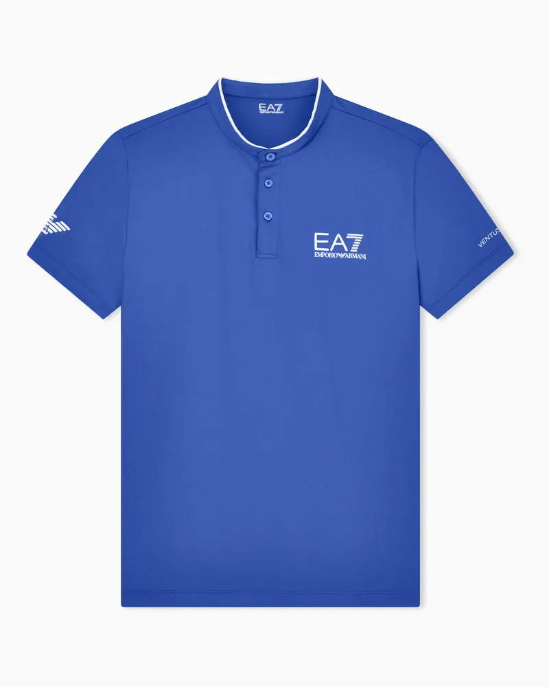 EA7 Tennis Pro Poloshirt Serafino aus VENTUS7-Funktionsgewebe Blau