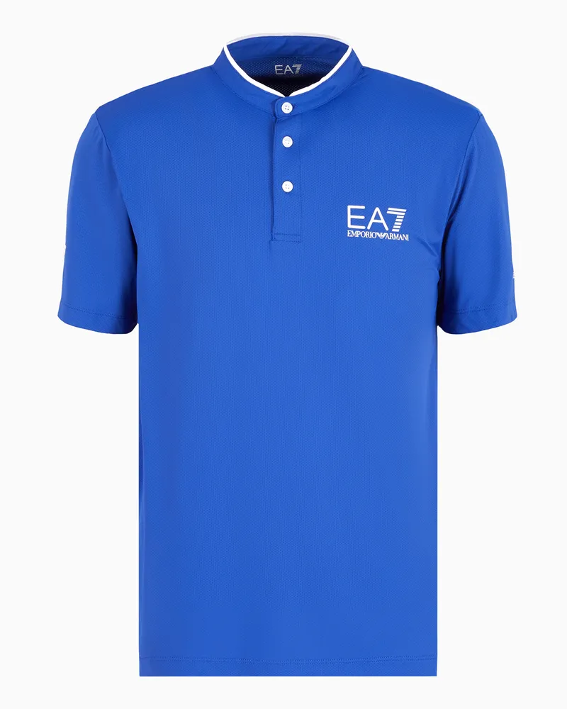 EA7 Tennis Pro Poloshirt Serafino aus VENTUS7-Funktionsgewebe Blau