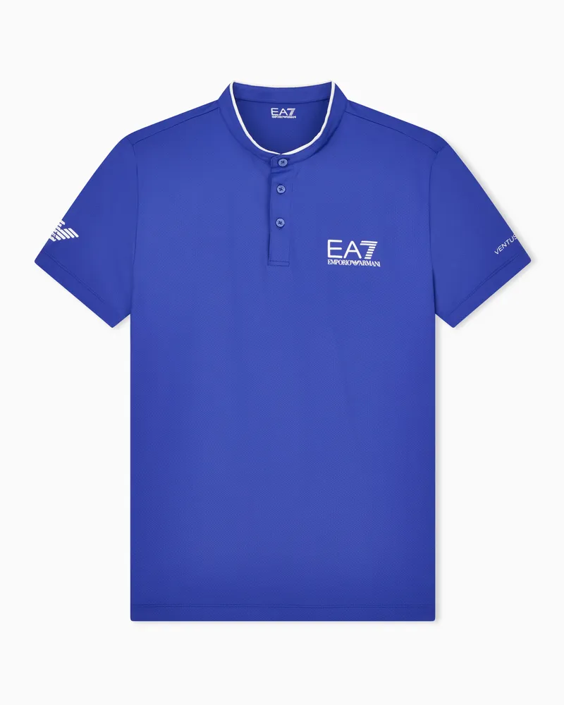 EA7 Tennis Pro Poloshirt Serafino aus VENTUS7-Funktionsgewebe Blau