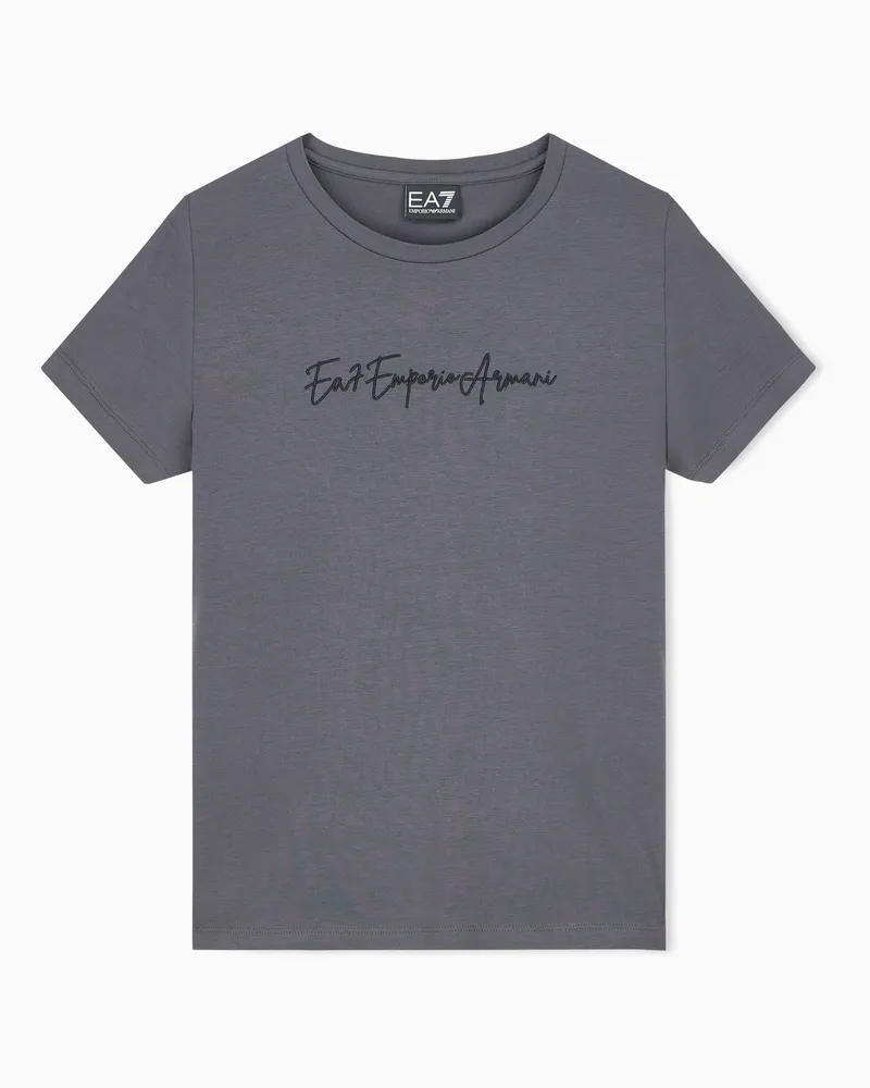 EA7 T-Shirt Athletic Velour Slim Fit aus Baumwolljersey Grau