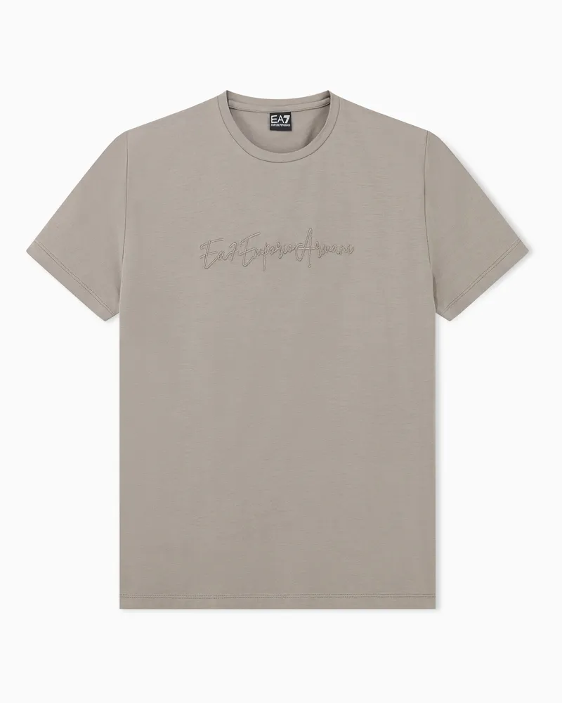 EA7 T-Shirt Athletic Velour Slim Fit aus Baumwolljersey Grau