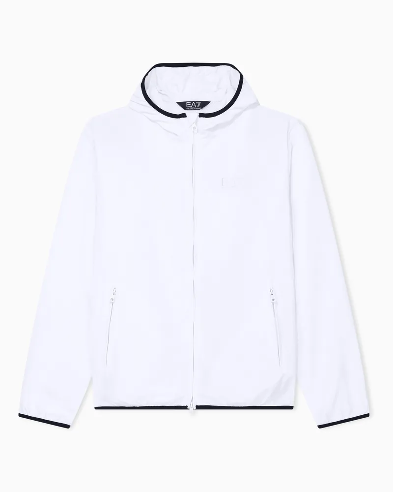 EA7 ASV Bomberjacke Core Identity mit Kapuze aus Funktionsgewebe Weiß