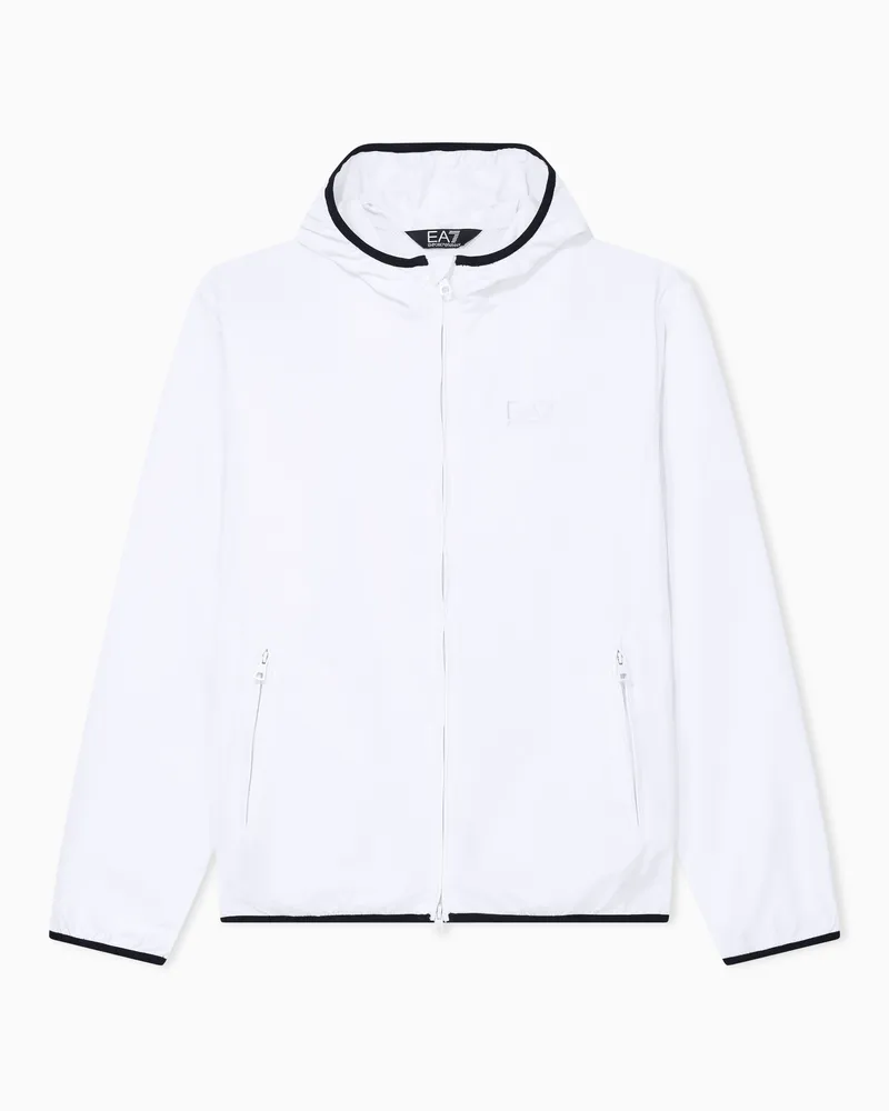 EA7 ASV Bomberjacke Core Identity mit Kapuze aus Funktionsgewebe Weiß