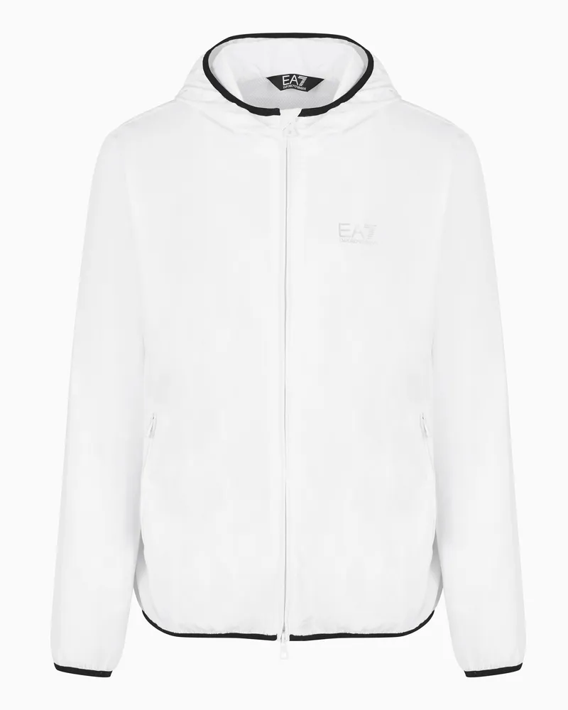 EA7 Core Identity Bomberjacke mit Kapuze aus recyceltem Gewebe Weiß