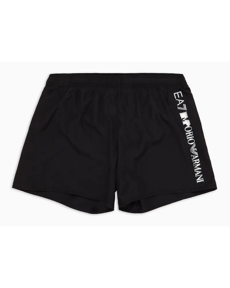 EA7 Badeboxershorts mit Logo Schwarz