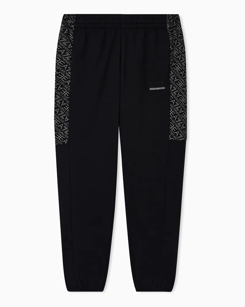 EA7 Graphic Series Boy Jogginghose aus reiner Baumwolle Schwarz