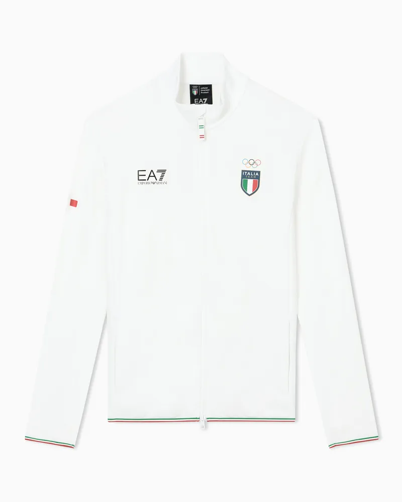 EA7 Powerstretch Skizweatshirt mit Reißverschluss Weiß