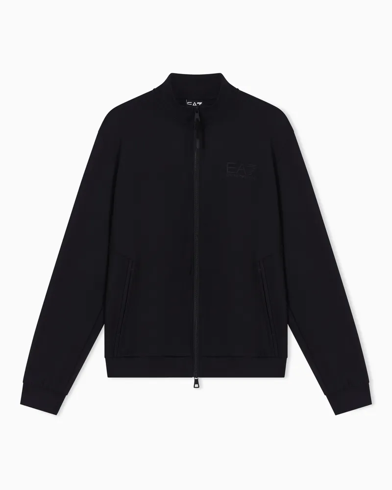 EA7 Sweatshirt mit Reißverschluss aus Funktionsgewebe Schwarz