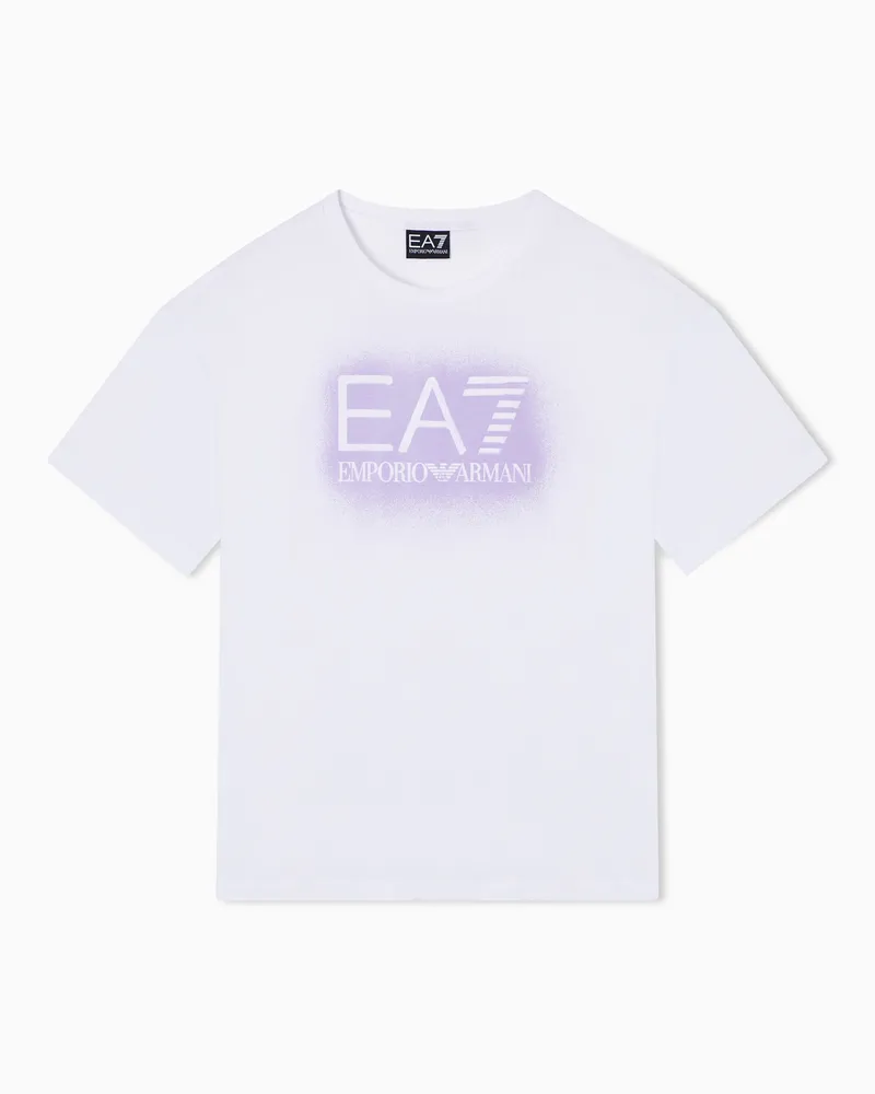 EA7 Visibility Girl T-Shirt aus Baumwolljersey Weiß