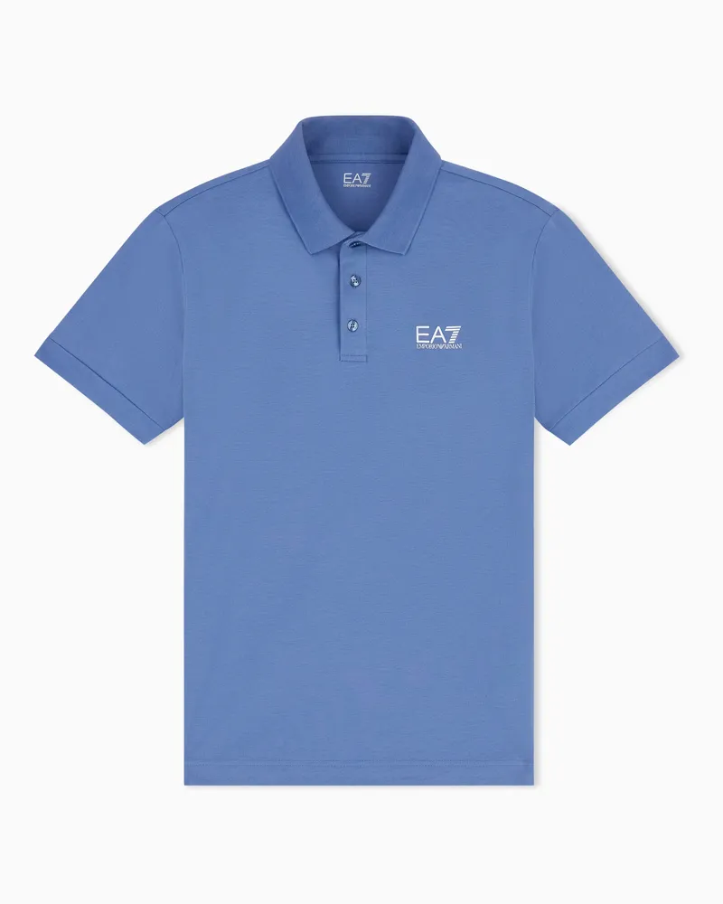 EA7 Core Identity Poloshirt aus Baumwollstretch Hellblau