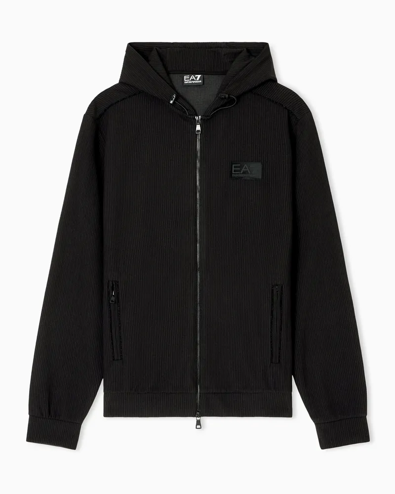 EA7 Lux Identity Unisex-Sweatshirt mit Kapuze aus einer elastischen Viskose-Mischung Schwarz