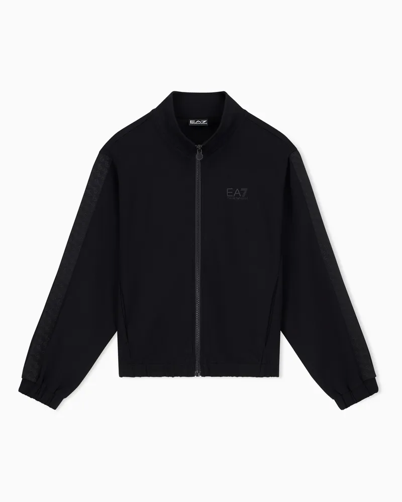 EA7 Oversize-Sweatshirt Logo Series Girl aus Interlock-Jersey Schwarz
