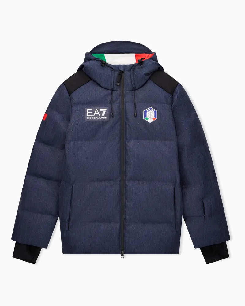 EA7 Skijacke der FISI-Kollektion mit Daunenfüllung Blau