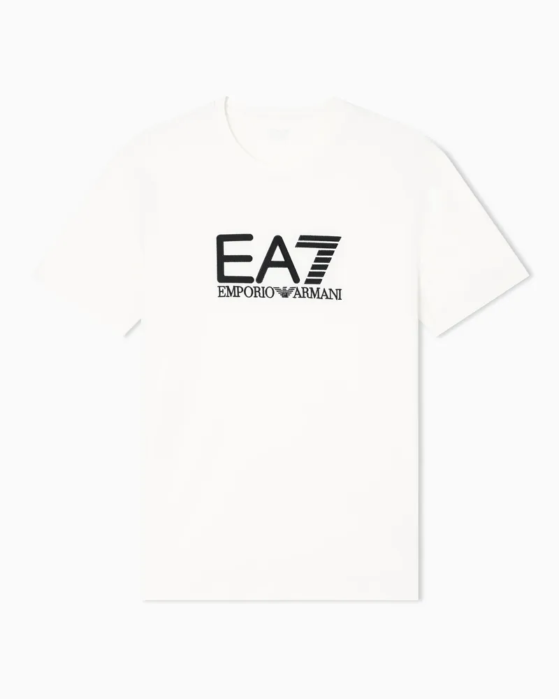 EA7 Visibility Kurzarm-T-Shirt aus Baumwoll-Stretchjersey Beige