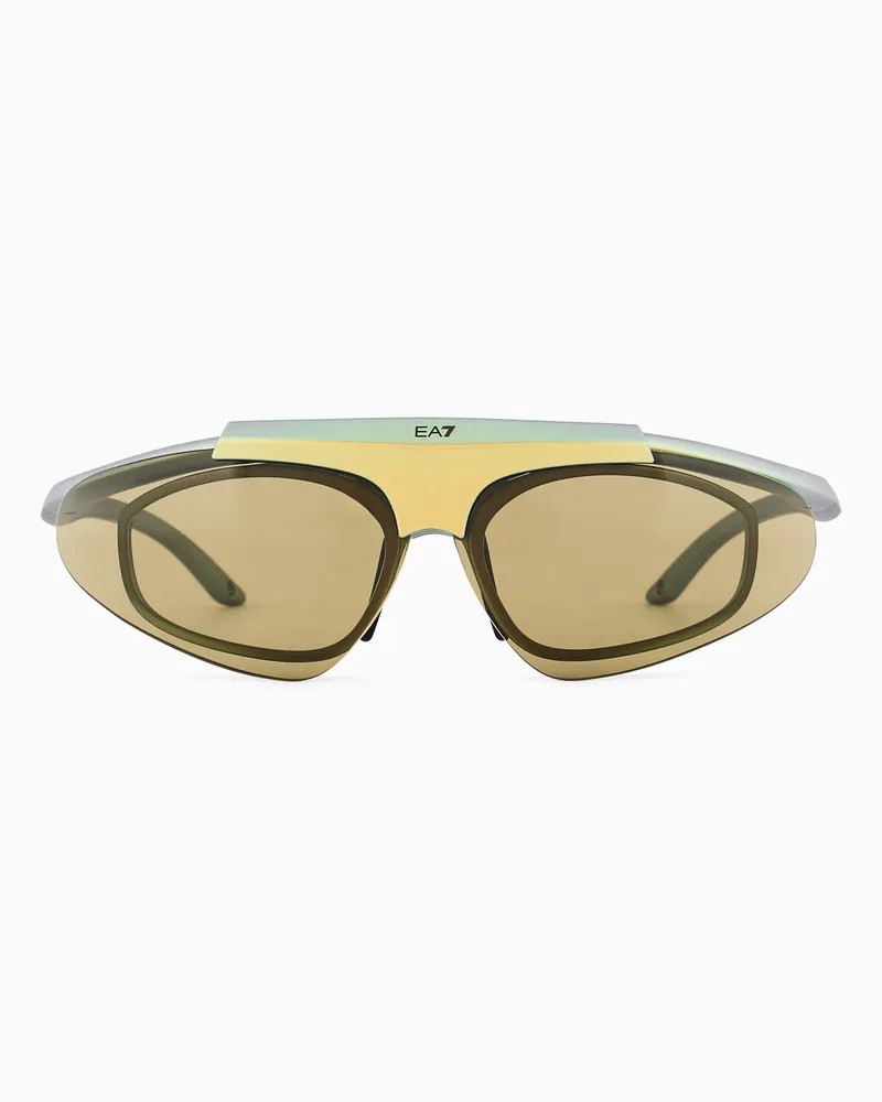 EA7 Sportsonnenbrille mit hochklappbaren Gläsern Gelb