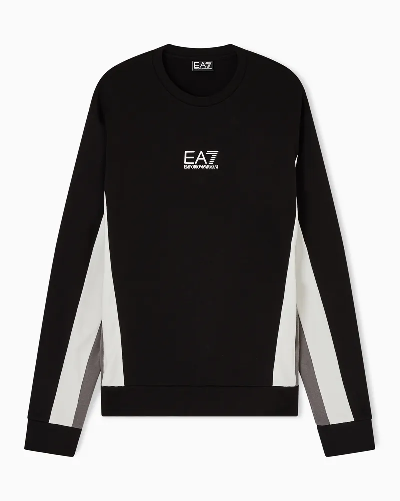 EA7 Summer Block Sweatshirt aus reiner Baumwolle Schwarz