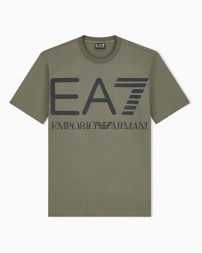 EA7 T-Shirt Logo Series aus Baumwolljersey im Regular Fit Grün