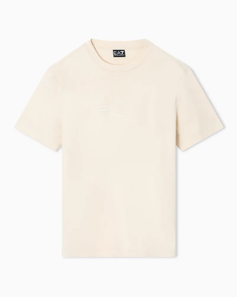 EA7 Logo Series T-Shirt aus Baumwoll-Jersey Beige