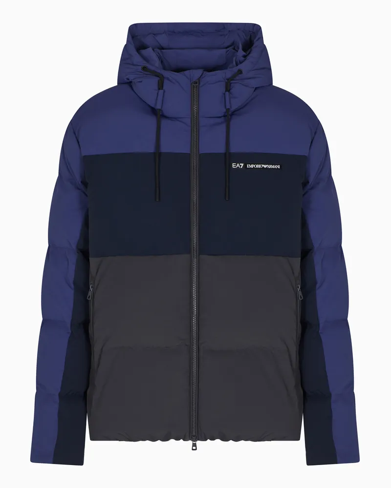 EA7 Athletic Colour Block Jacke aus Nylon Marineblau