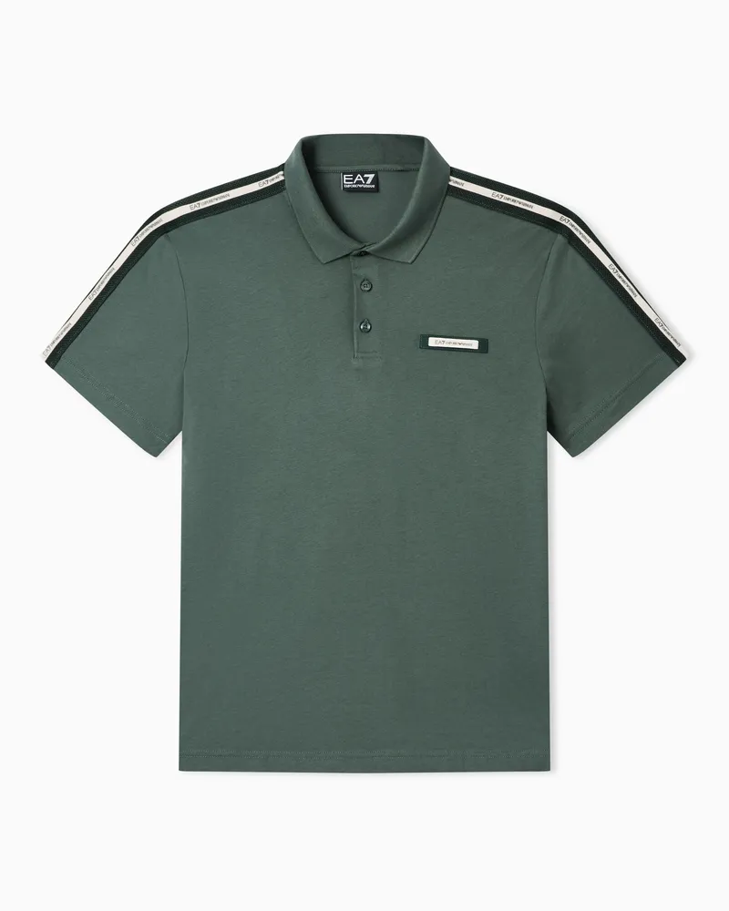 EA7 Logo Series Poloshirt aus Baumwoll-Jersey Grün