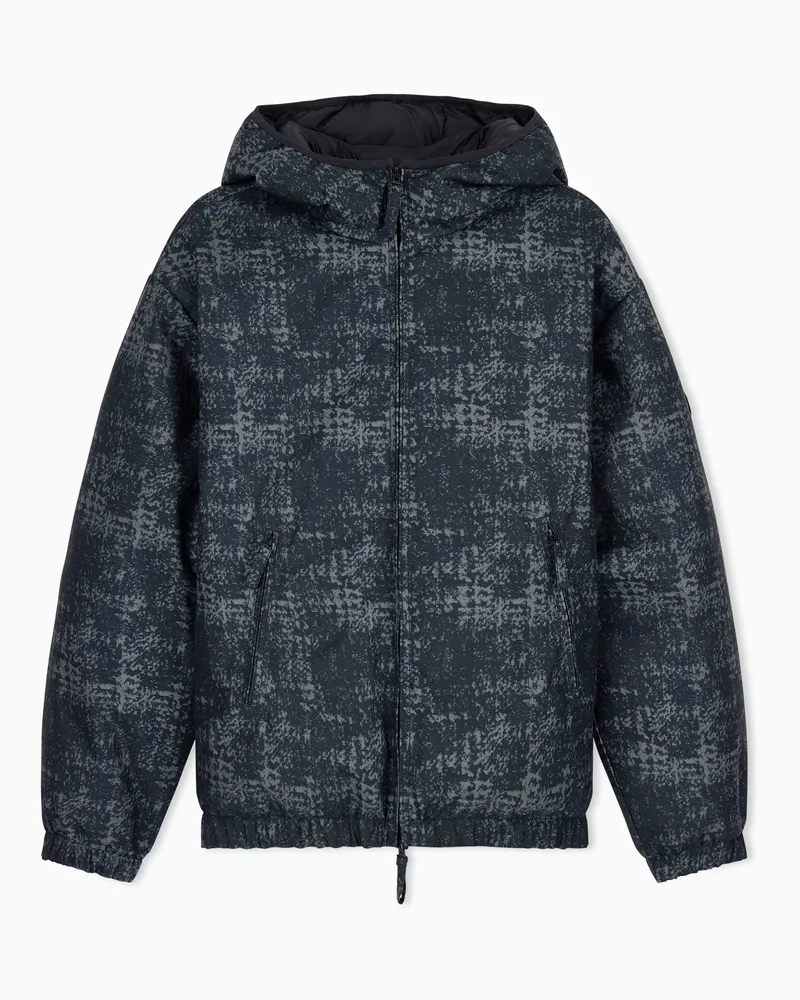 EA7 Wattierte Bomberjacke mit Kapuze und Grafik Schwarz