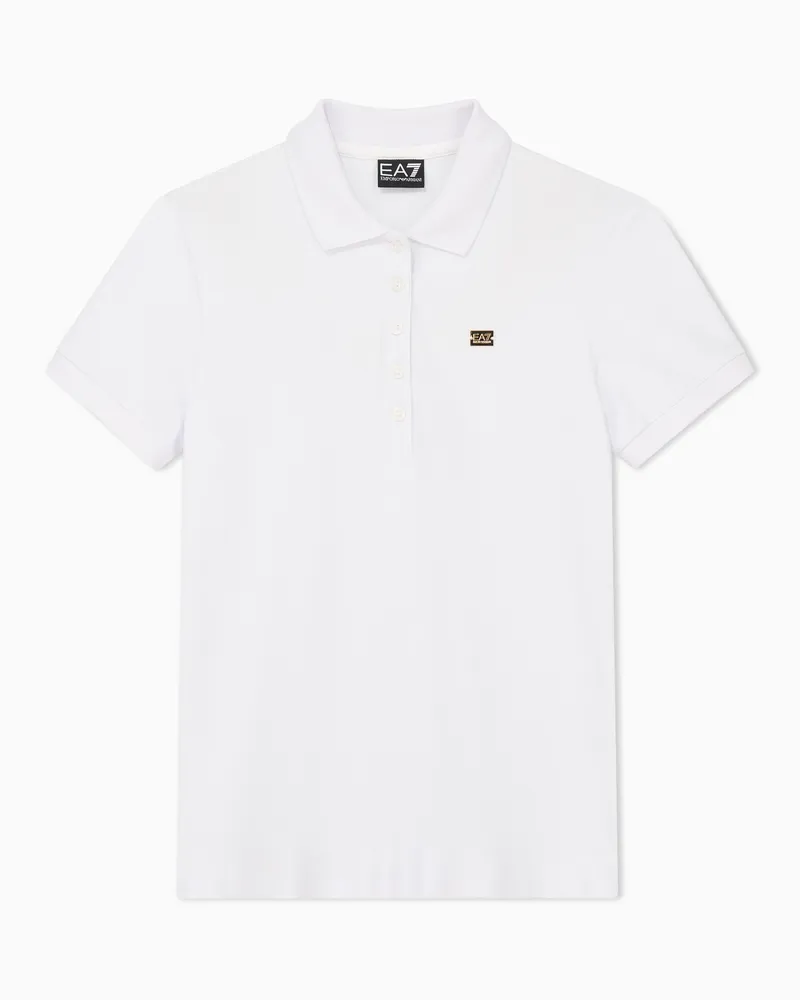 EA7 Core Lady Poloshirt aus Baumwollstretch-Jersey Weiß