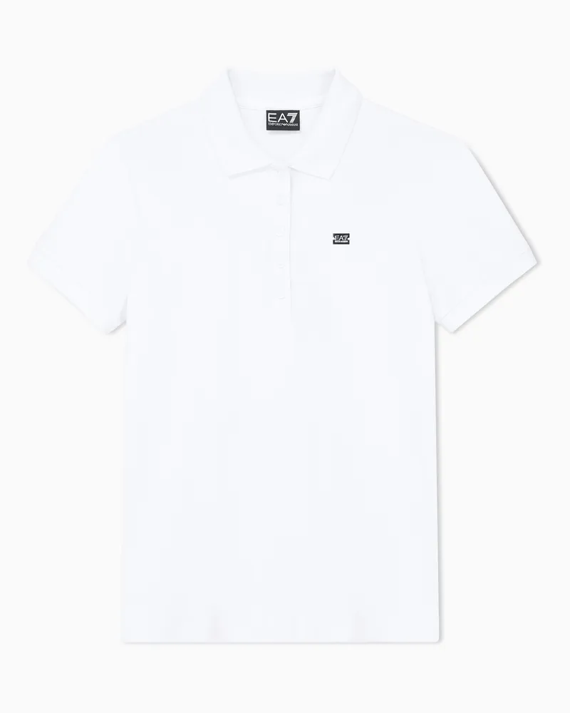 EA7 Core Lady Poloshirt aus Baumwollstretch-Jersey Weiß