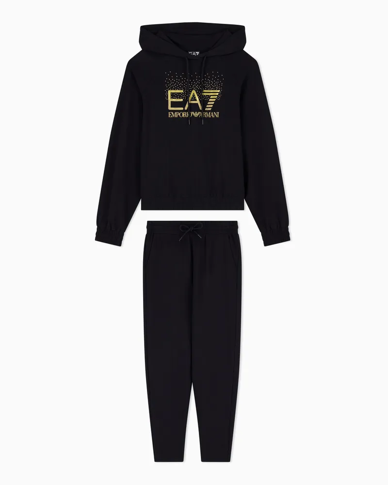 EA7 Trainingsanzug Regular Fit aus Jerseymischung mit Kapuze Schwarz