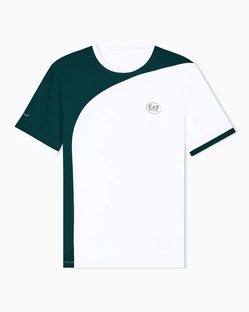 EA7 Tennis Pro Rundhals-T-Shirt aus VENTUS7-Funktionsgewebe Weiß