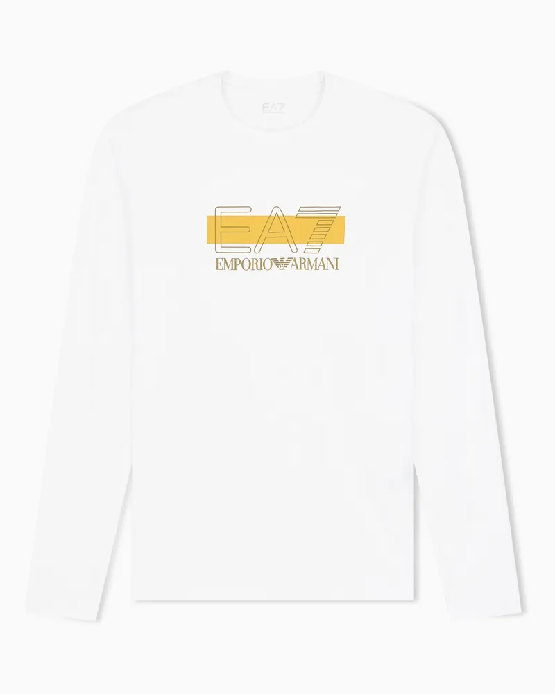 EA7 T-Shirt Visibility aus Baumwolljersey im Slim Fit Weiß