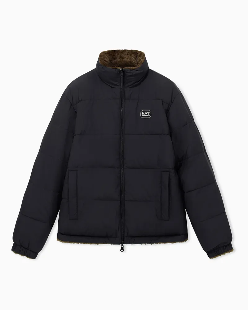 EA7 Wendbare Jacke aus Nylon und Teddy Schwarz