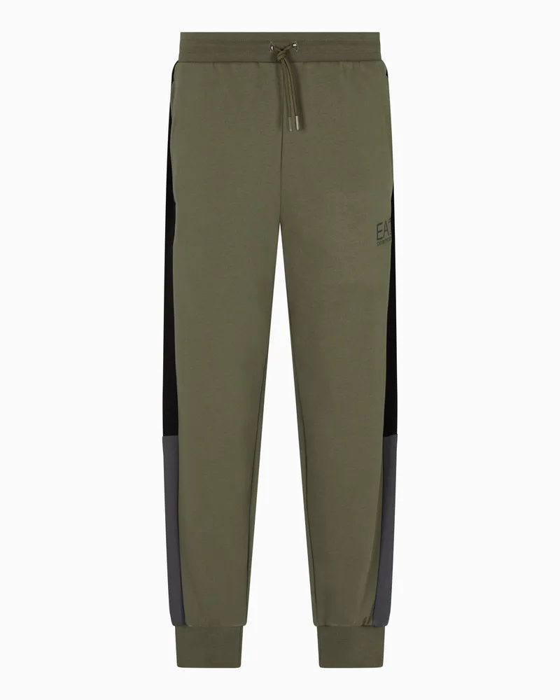EA7 ASV Athletic Colour Block Jogginghose aus einer Bio-Baumwollmischung Grün