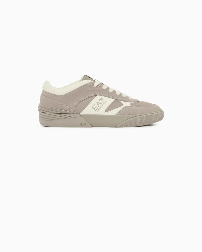 EA7 OTG Pride Velo Sneaker aus Veloursleder mit Lederdetails Beige
