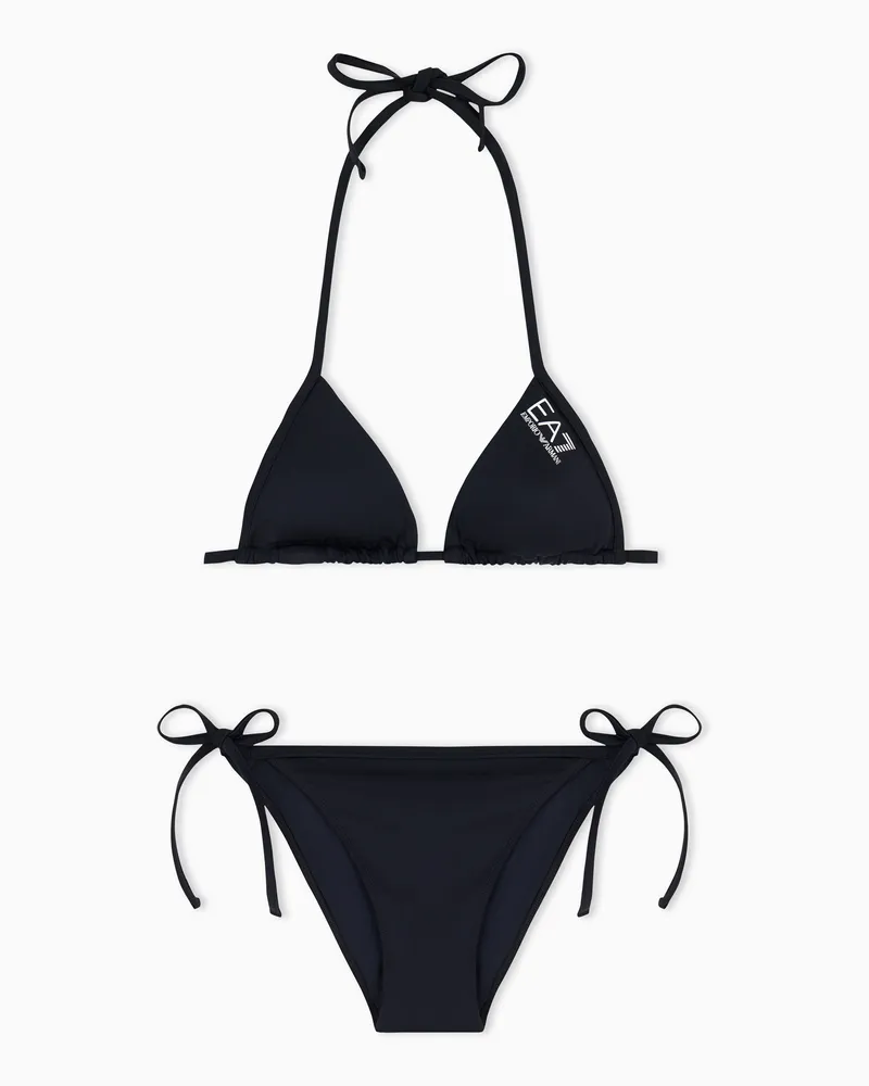 EA7 Triangel-Bikini mit Logo Schwarz