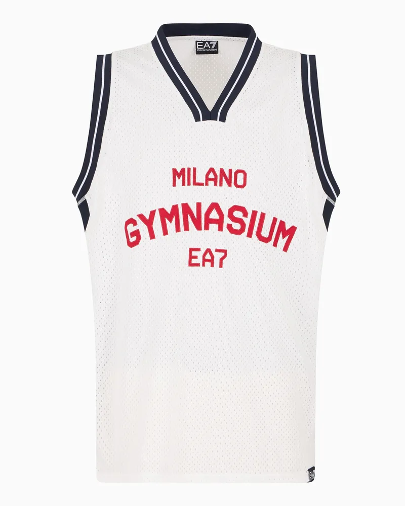 EA7 Club House Tanktop aus elastischem Funktionsgewebe Weiß