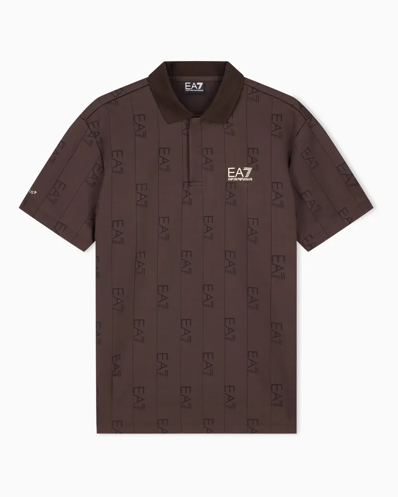 EA7 Poloshirt Golf Pro aus Grafik-Jacquard im Regular Fit Braun