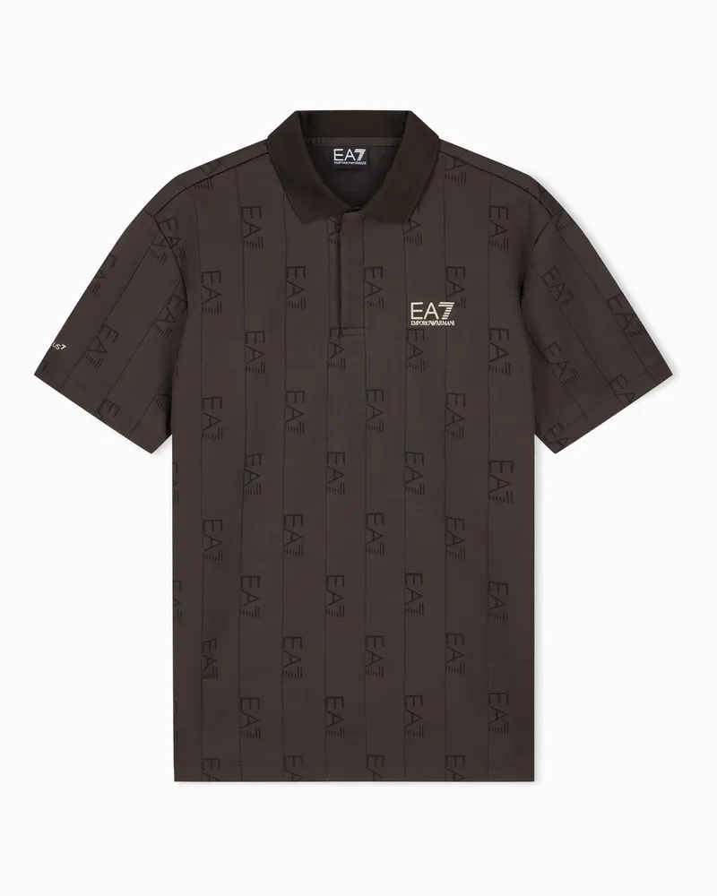EA7 Poloshirt Golf Pro aus Grafik-Jacquard im Regular Fit Braun