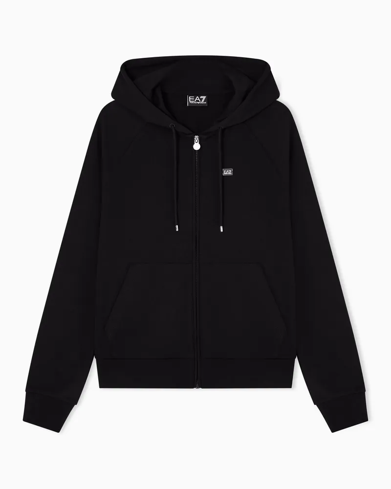 EA7 Core Lady Sweatshirt mit Kapuze aus Baumwollstretch Schwarz