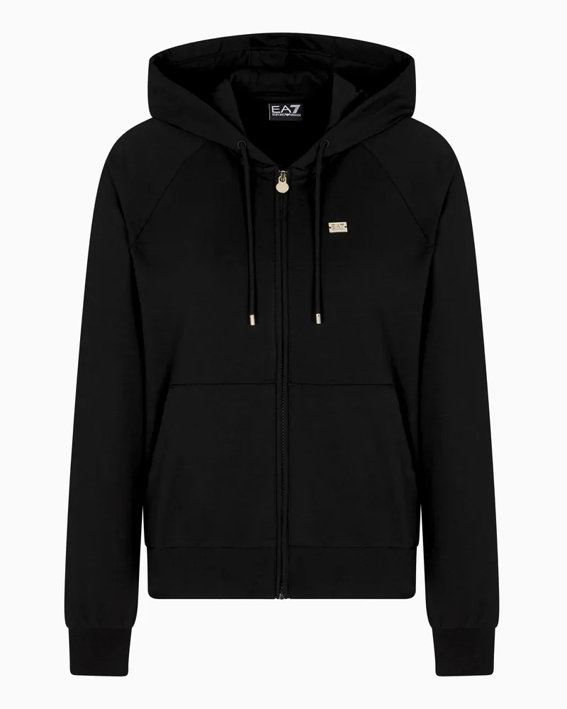 EA7 Core Lady Sweatshirt mit Kapuze aus Baumwollstretch Schwarz