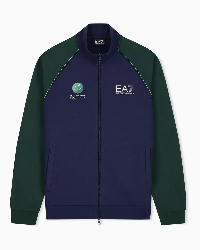 EA7 Internazionali BNL d’Italia Baumwoll-Sweatshirt mit Reißverschluss Grün