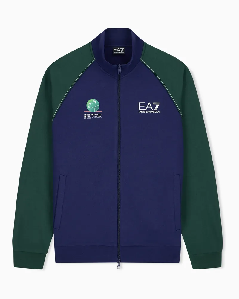 EA7 Internazionali BNL d’Italia Baumwoll-Sweatshirt mit Reißverschluss Grün