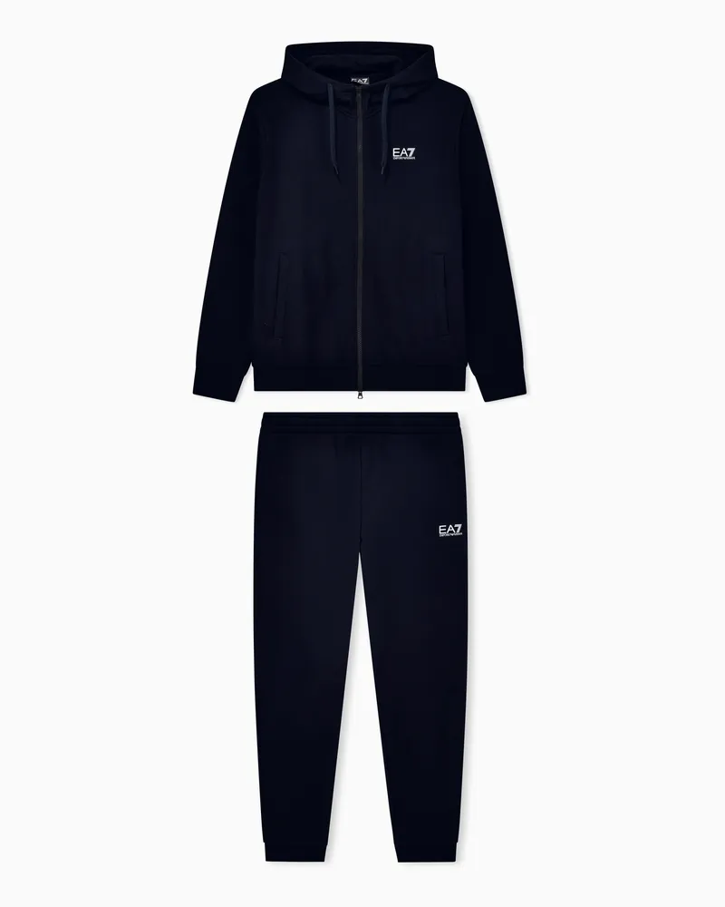 EA7 Core Identity Trainingsanzug mit Kapuze aus einer Baumwollmischung Blau